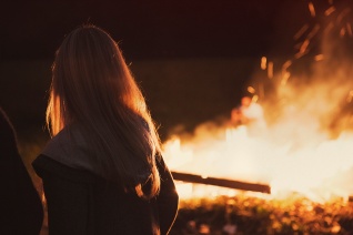 girl at bonfire